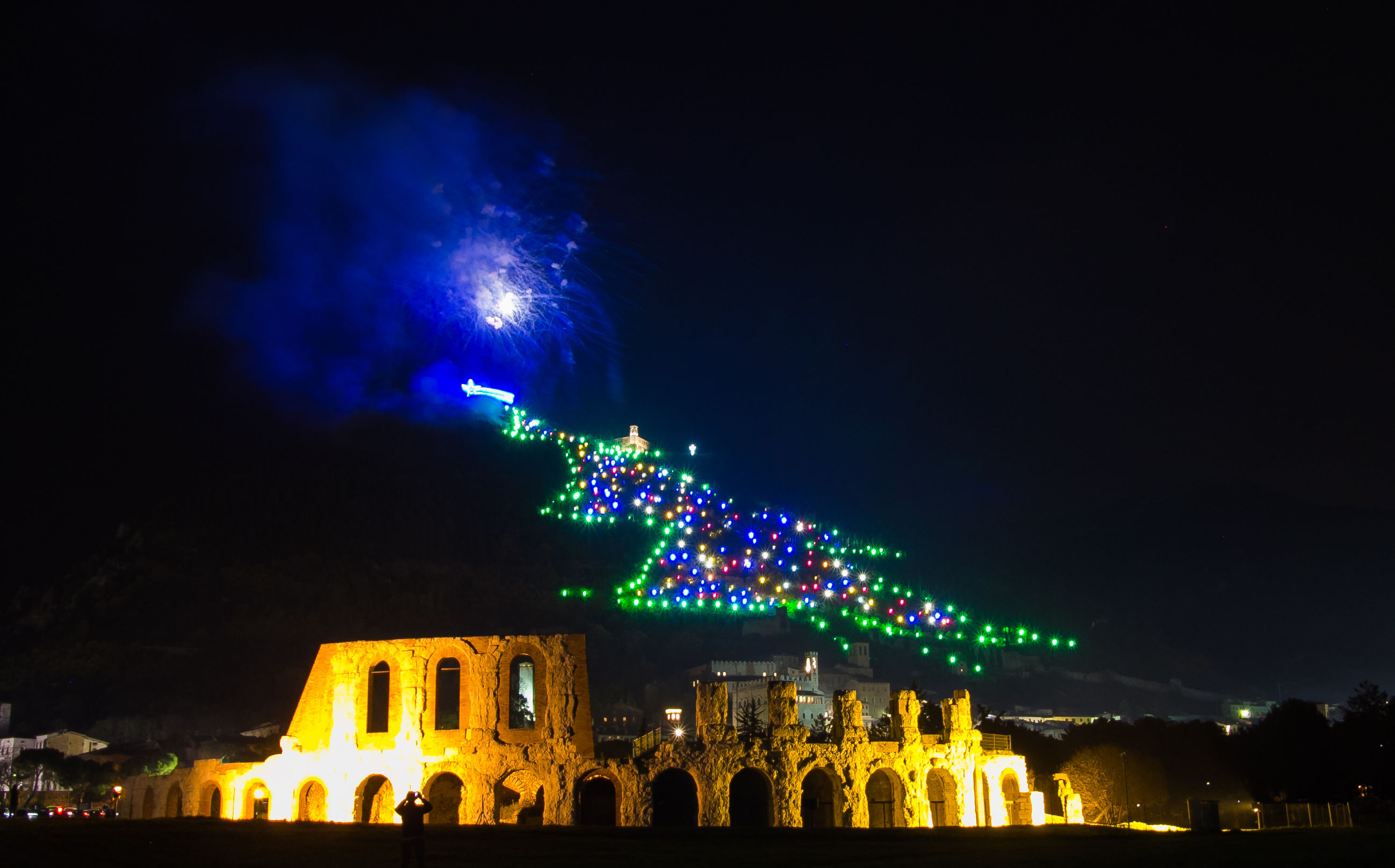 christmas tree of Gubbio city in Umbria