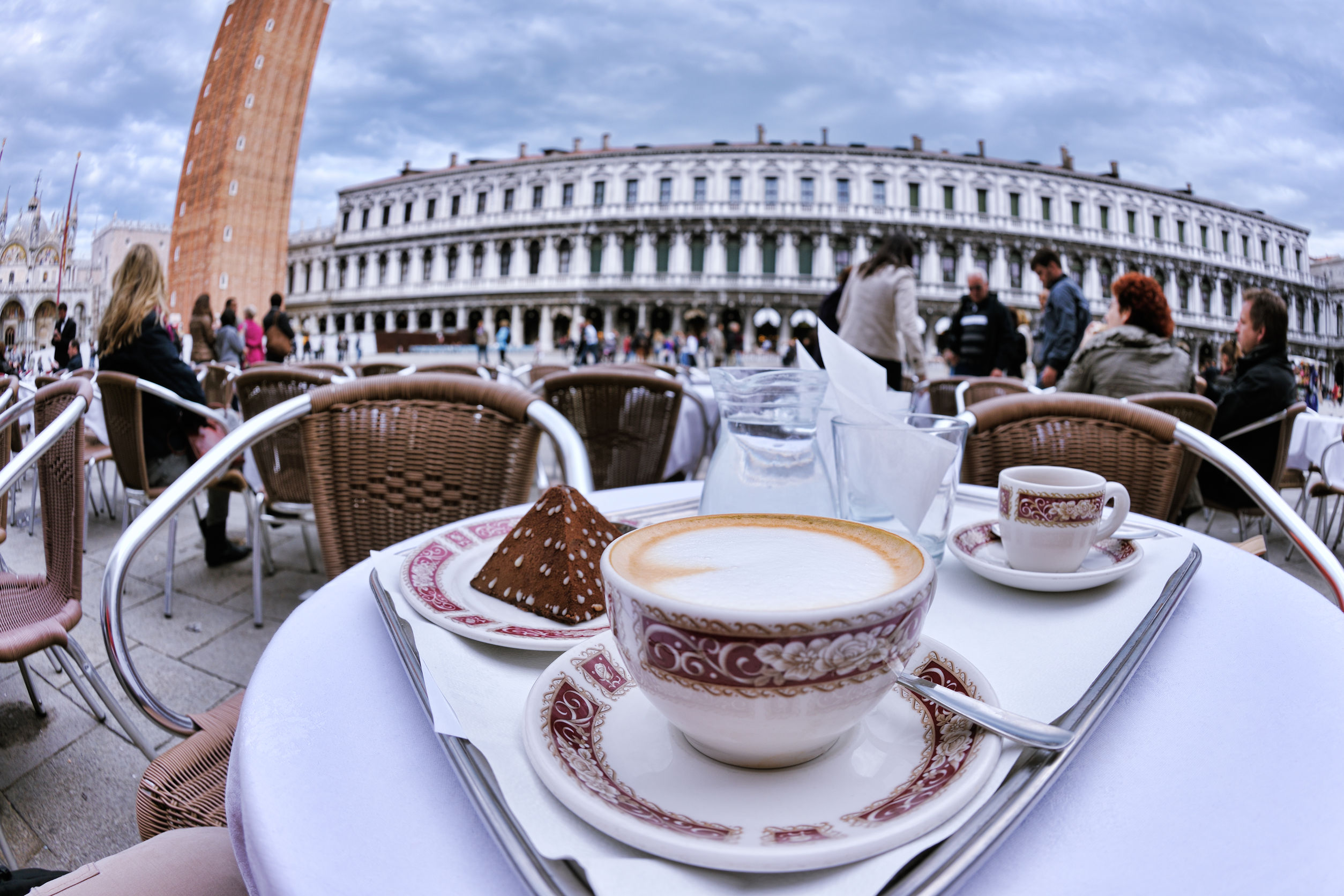 Cup of coffee cappucinno drink in outdoor restaurant