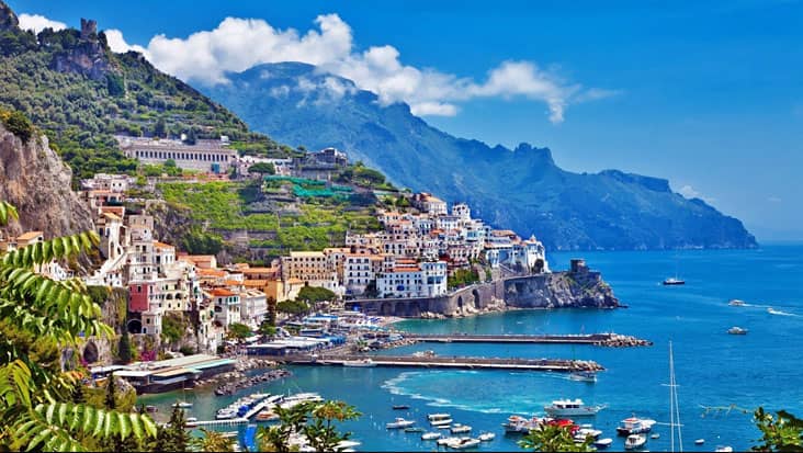 View of Amalfi fromt the distance