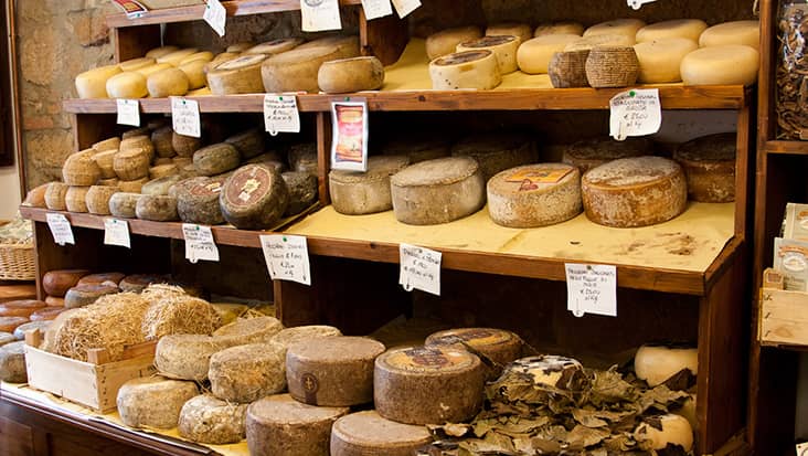 Pienza Cheese Display