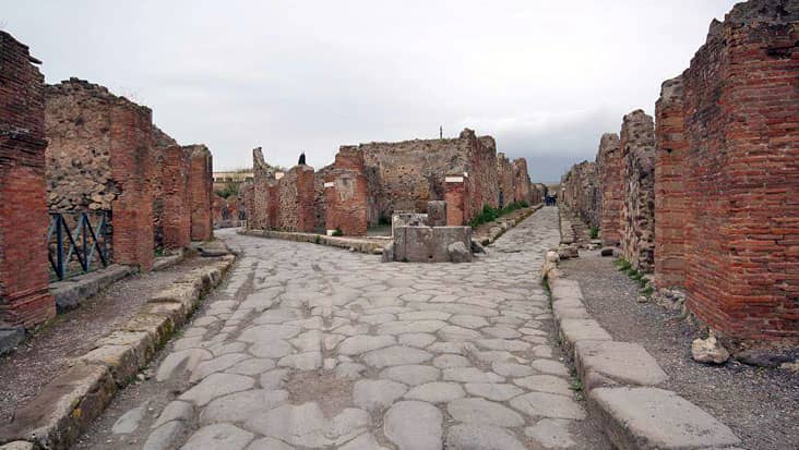 A paved street in Pompeii